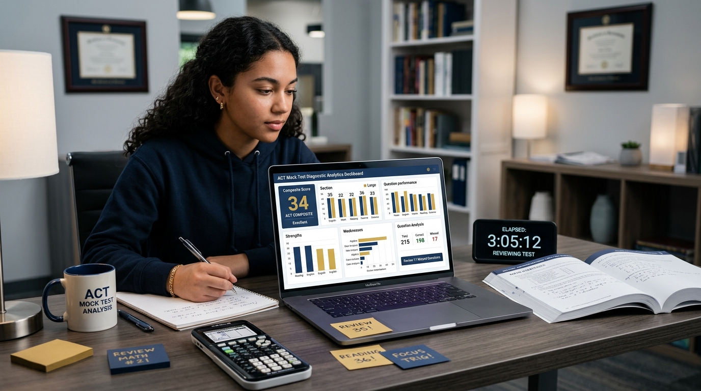 ACT Mock Test Diagnostic Analytics Dashboard and Pacing Review