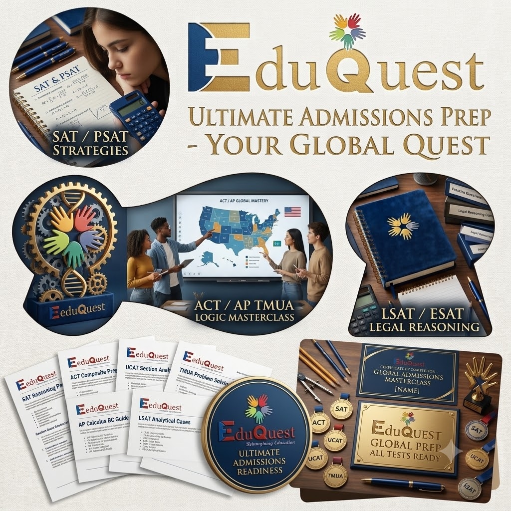 EduQuest Ultimate Admissions Prep Master Ecosystem for SAT, ACT, UCAT, LSAT, TMUA, AP, and MCAT