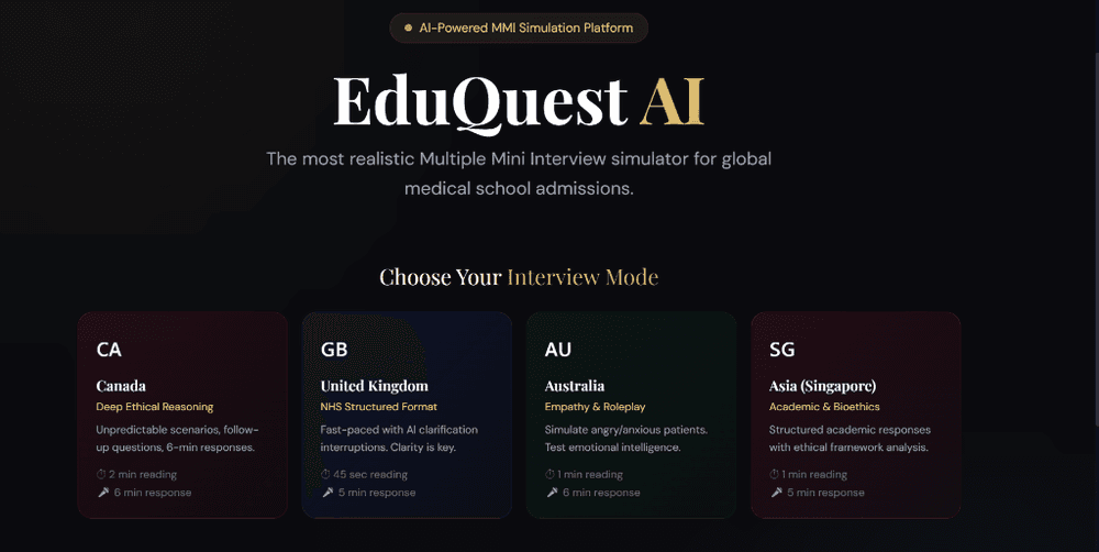 EduQuest AI-Powered MMI Simulation Platform Interface Preview