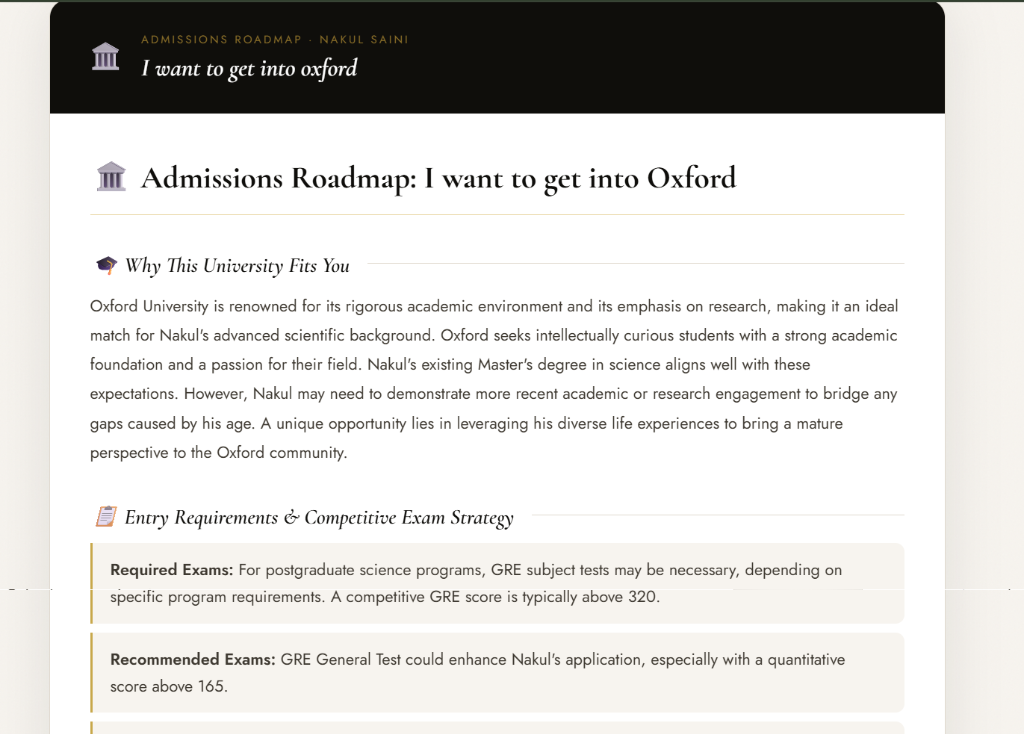 EduQuest Personalized AI Admissions Roadmap Report