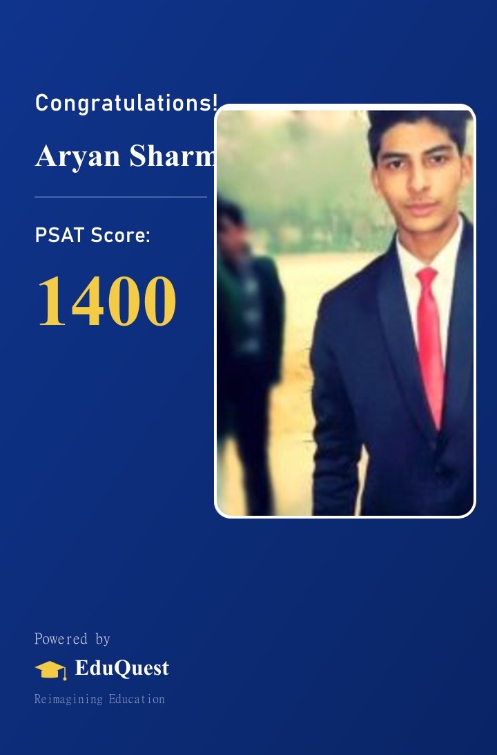 Aryan Sharma - PSAT Congratulations Card