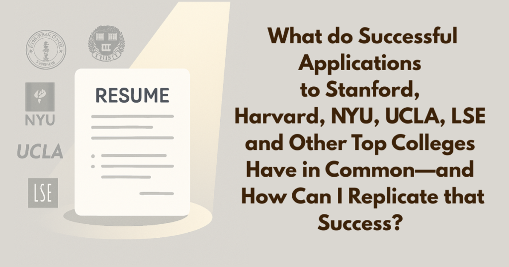 What do Successful Applications to Stanford, Harvard, NYU, UCLA, LSE and Other Top Colleges Have in Common—and How Can I Replicate that Success?
