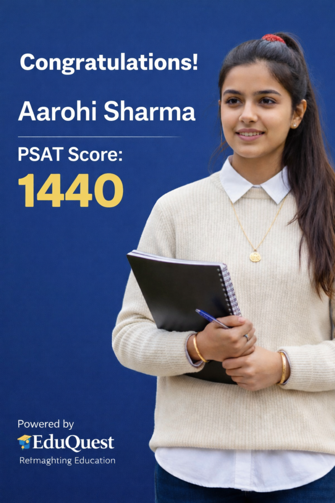 PSAT to SAT score improvement journey with PSAT coaching in India, early SAT preparation, and US university admissions success.