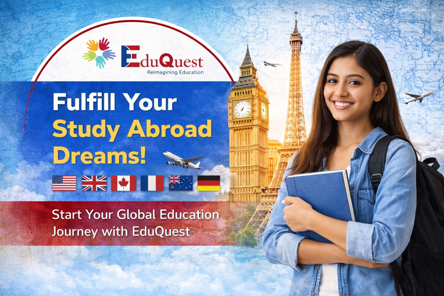 Students discussing overseas education options with expert advisors.